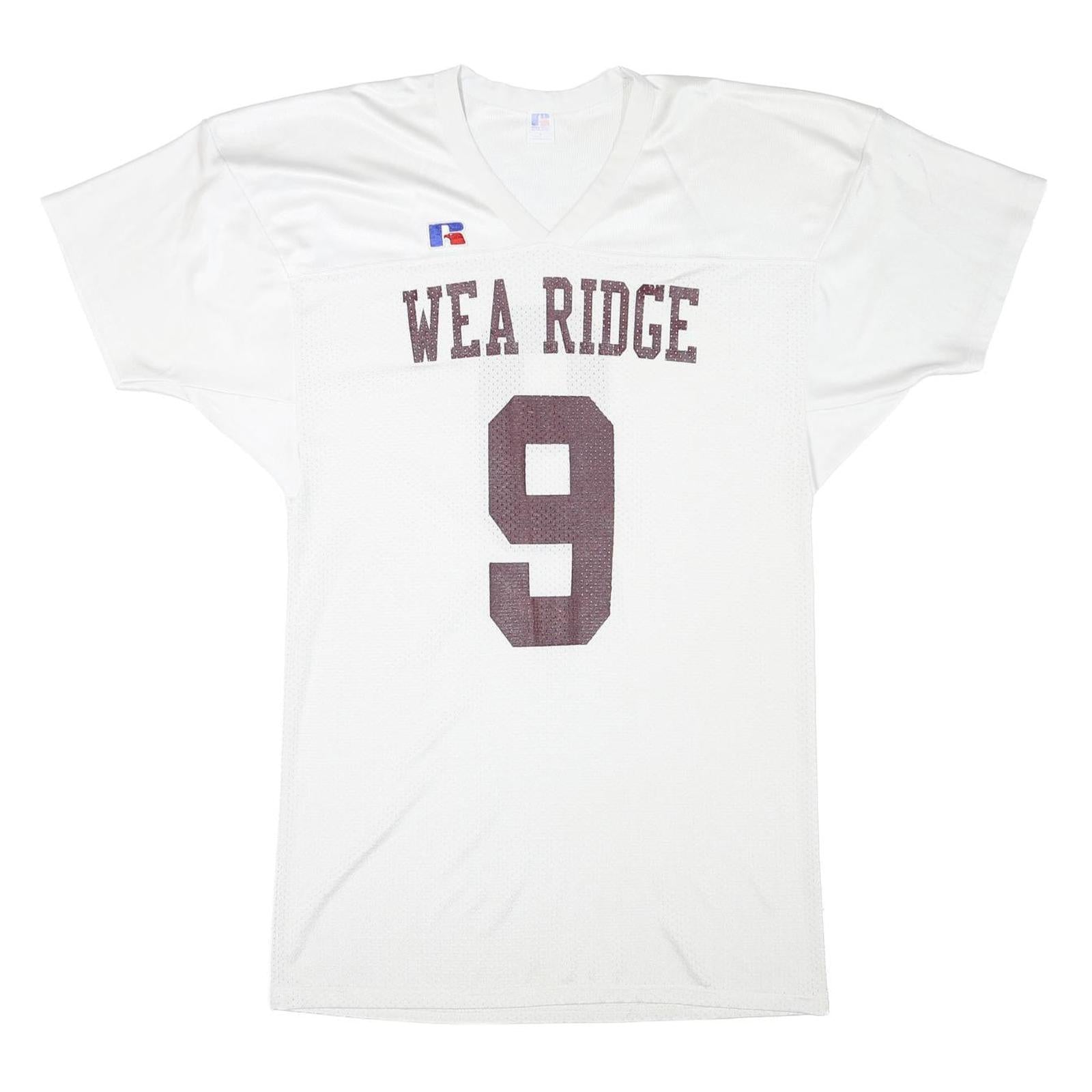 RUSSELL ATHLETIC Mens White Wea Ridge Number 9 Graphic T-Shirt L V-Neck Short Refurbished - N/A refurbished available on Cerqular