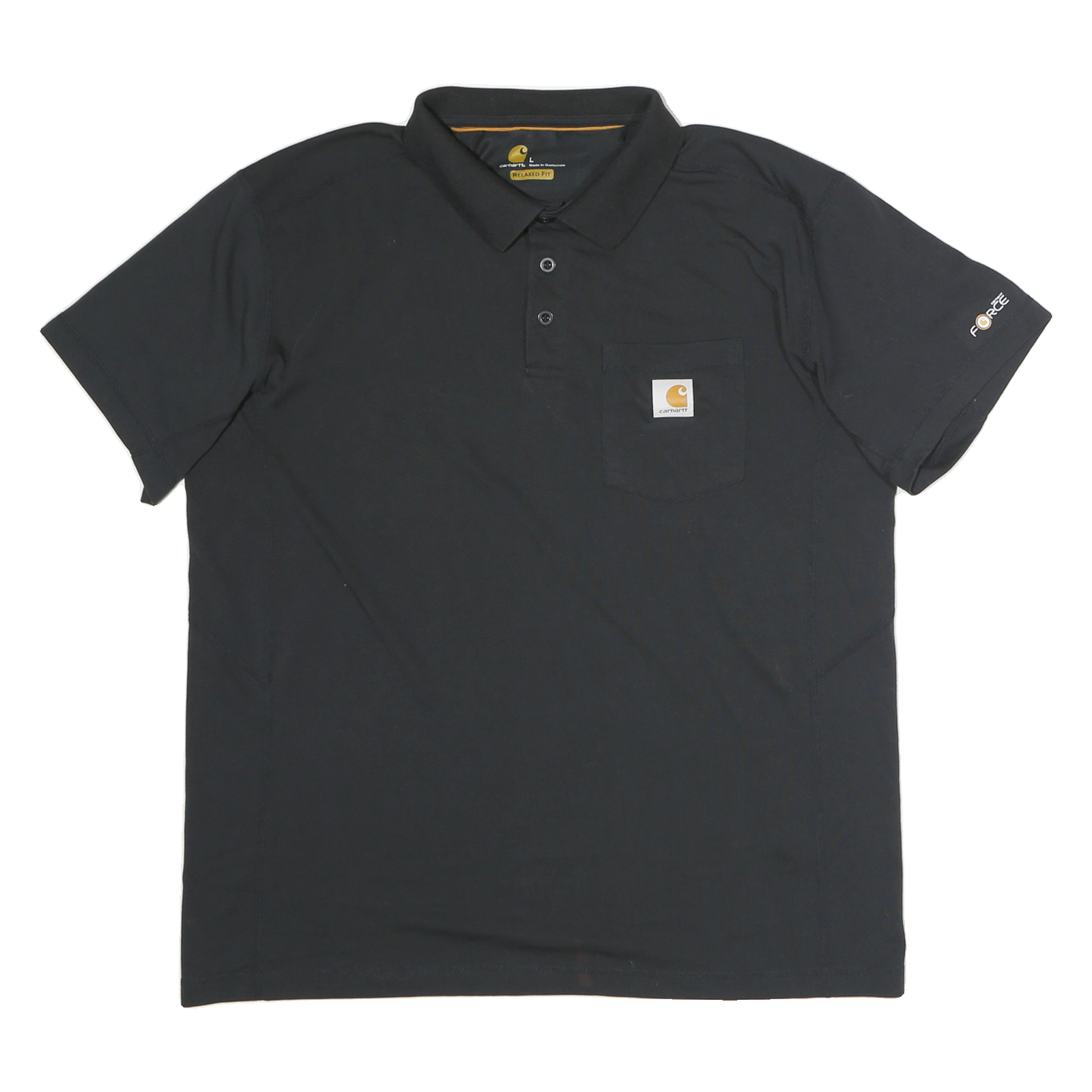 CARHARTT Mens Black Short Sleeve Plain Polo Shirt L Pocket Logo Relaxed Fit Refurbished - N/A refurbished available on Cerqular