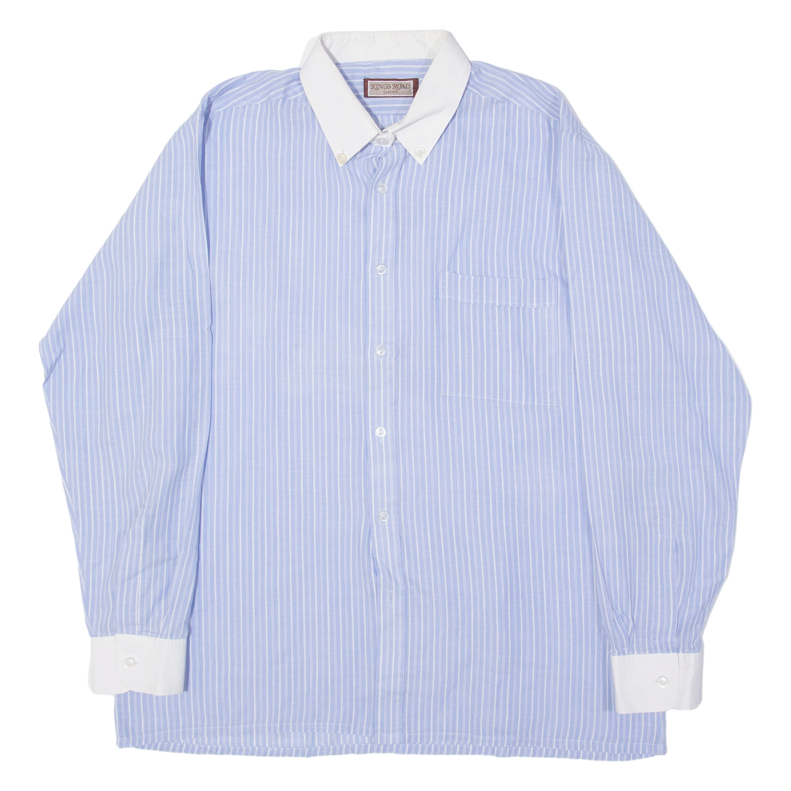 KINGS ROAD Mens Shirt Blue Striped Long Sleeve L Refurbished - N/A refurbished available on Cerqular