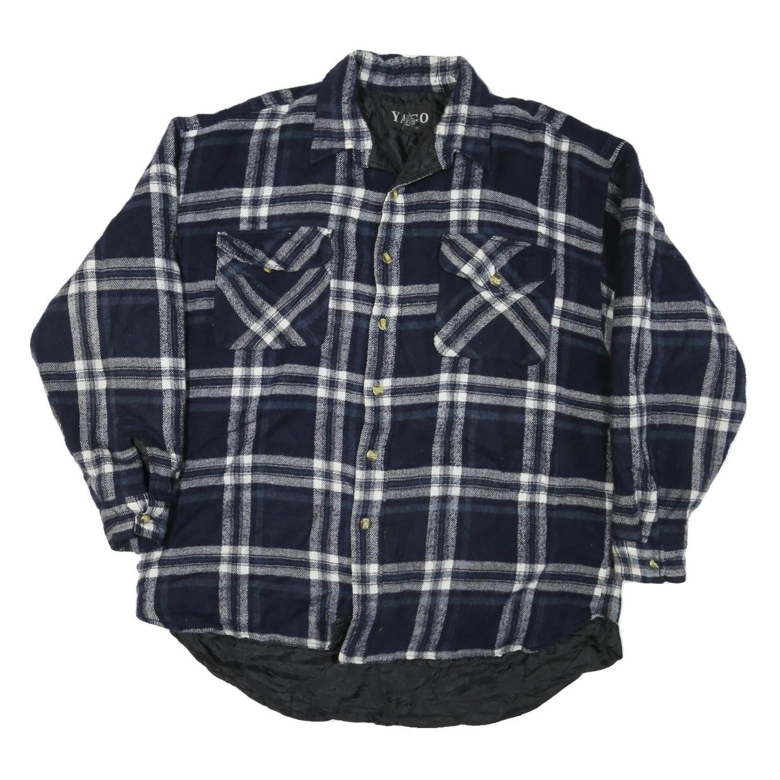 YAGO Mens Blue & White Check Shirt XL Cotton Blend Button Long Sleeve Refurbished - N/A refurbished available on Cerqular
