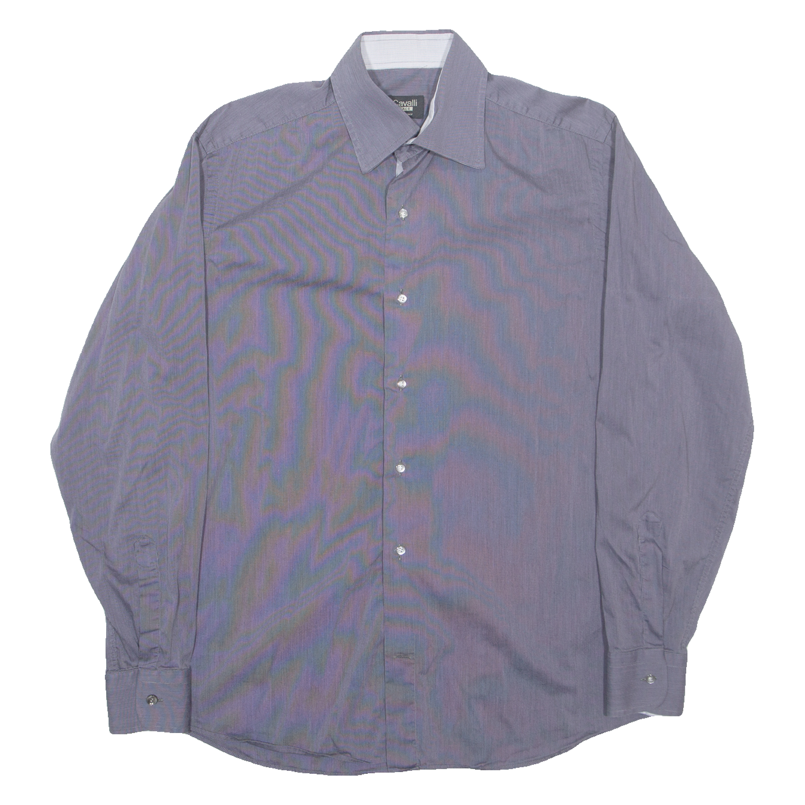 CAVALLI RACE Mens Shirt Grey Striped Long Sleeve L Refurbished - N/A refurbished available on Cerqular