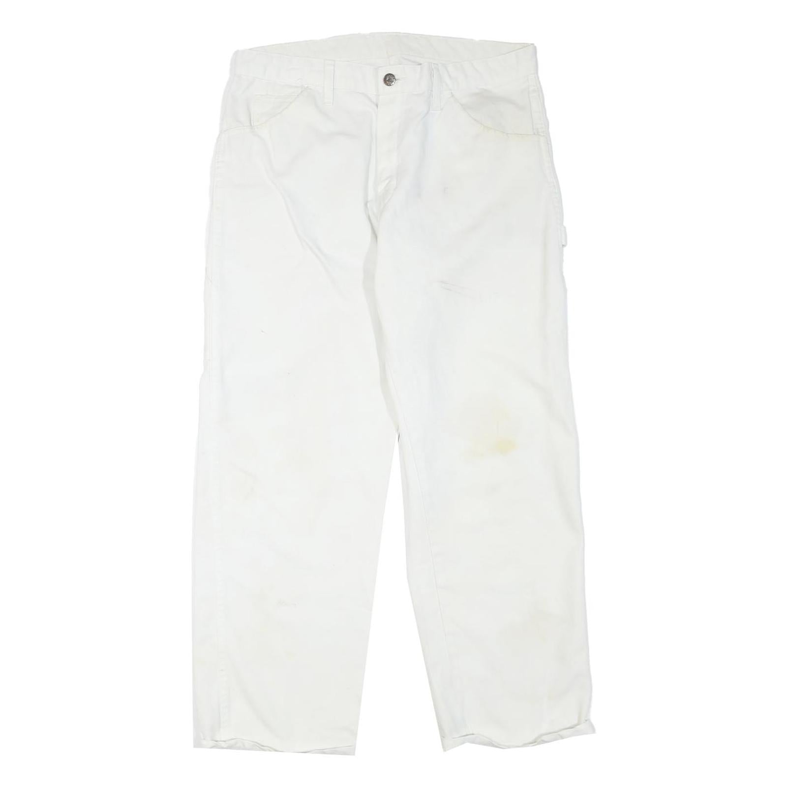DICKIES Mens Regular Fit White Cotton Blend Trousers W34 L27 Workwear Casual Refurbished - N/A refurbished available on Cerqular
