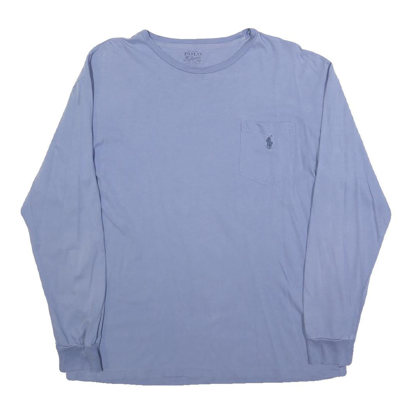POLO RALPH LAUREN Mens Blue Long Sleeve Crew Neck Pocket T-Shirt M Cotton Blend Refurbished - N/A refurbished available on Cerqular