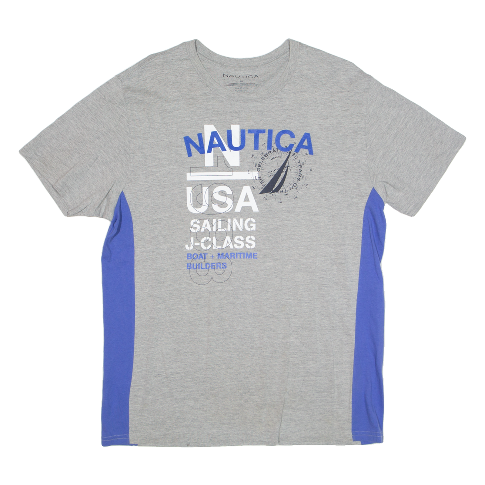 NAUTICA USA Mens T-Shirt Grey L Refurbished - N/A refurbished available on Cerqular
