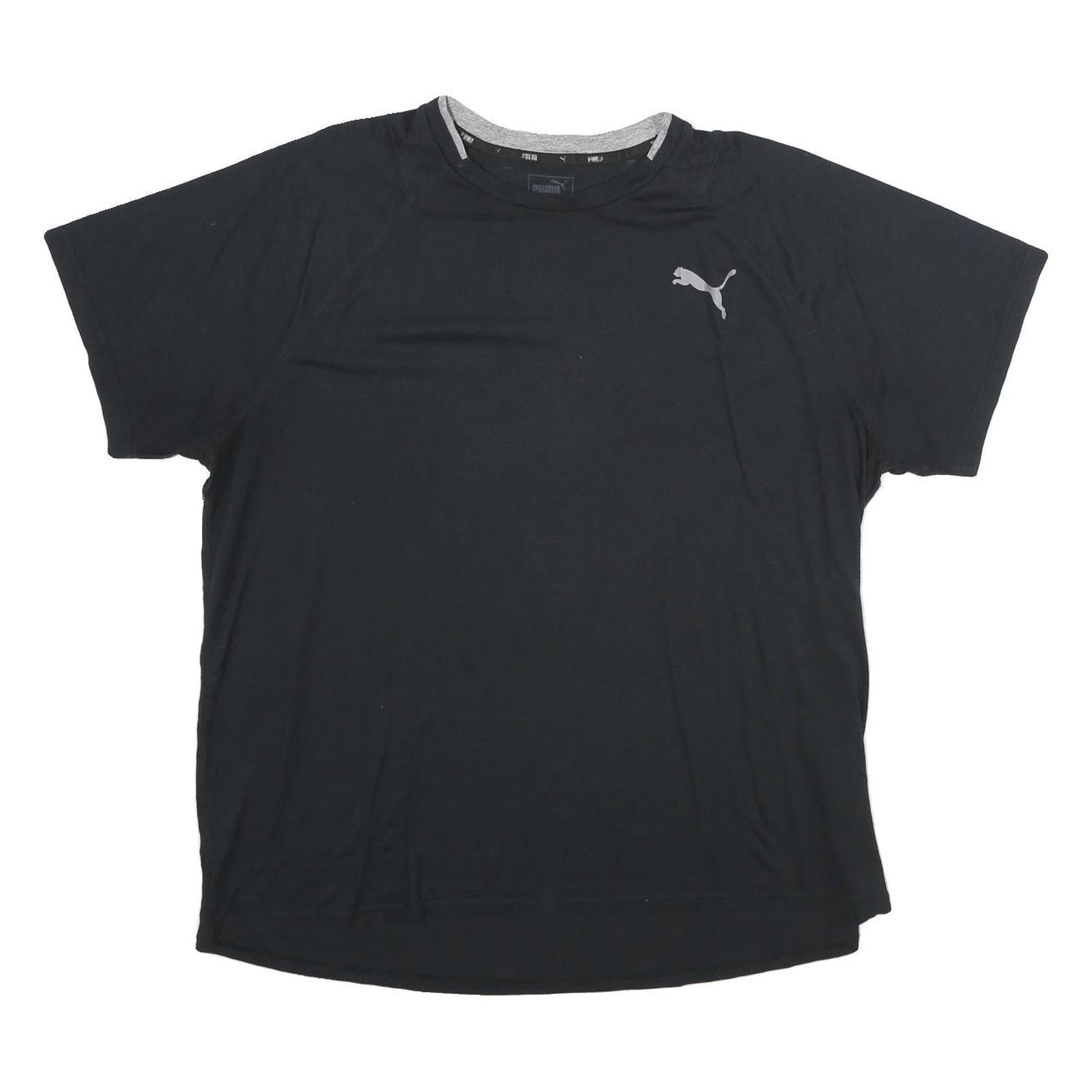 PUMA Mens Black Grey Logo Graphic T-Shirt 2XL Short Sleeve Crew Neck Casual Refurbished - N/A refurbished available on Cerqular