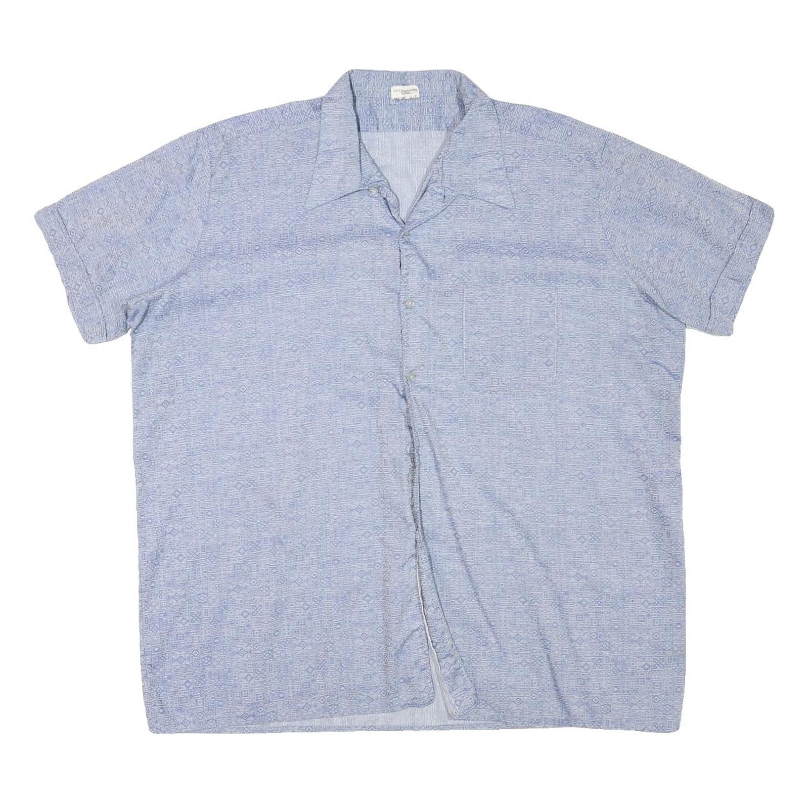 ACKERMANN Mens Blue Casual Shirt L Cotton Blend Patterned Short Sleeve Refurbished - N/A refurbished available on Cerqular