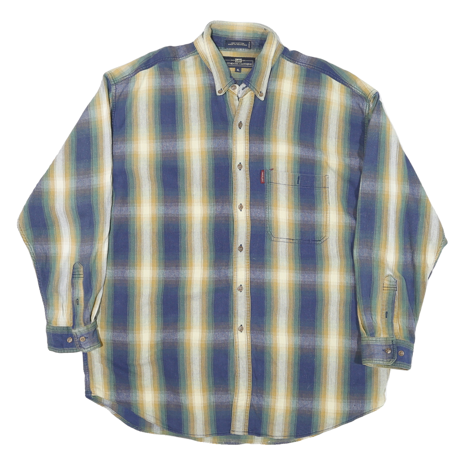 LEE Mens Blue Beige Striped Shirt XL Cotton Blend Button-Down Collar Casual Refurbished - N/A refurbished available on Cerqular