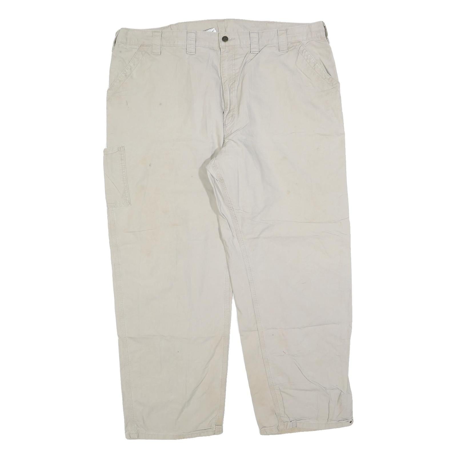CARHARTT Mens Cotton Blend Beige Loose Tapered Trousers W46 L32 Workwear Utility Refurbished - N/A refurbished available on Cerqular