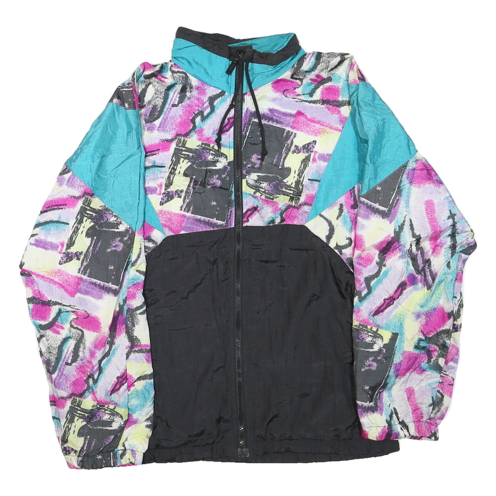 BROOKS Mens Black & Turquoise Abstract Print Jacket M Polyester Blend Zip Refurbished - N/A refurbished available on Cerqular