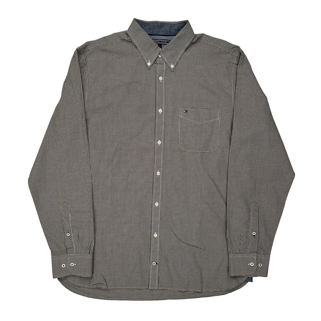 Tommy Hilfiger Checked Shirt - XL Brown Cotton Refurbished - Thrifted (note: this is a term often used to describe second- refurbished available on Cerqular