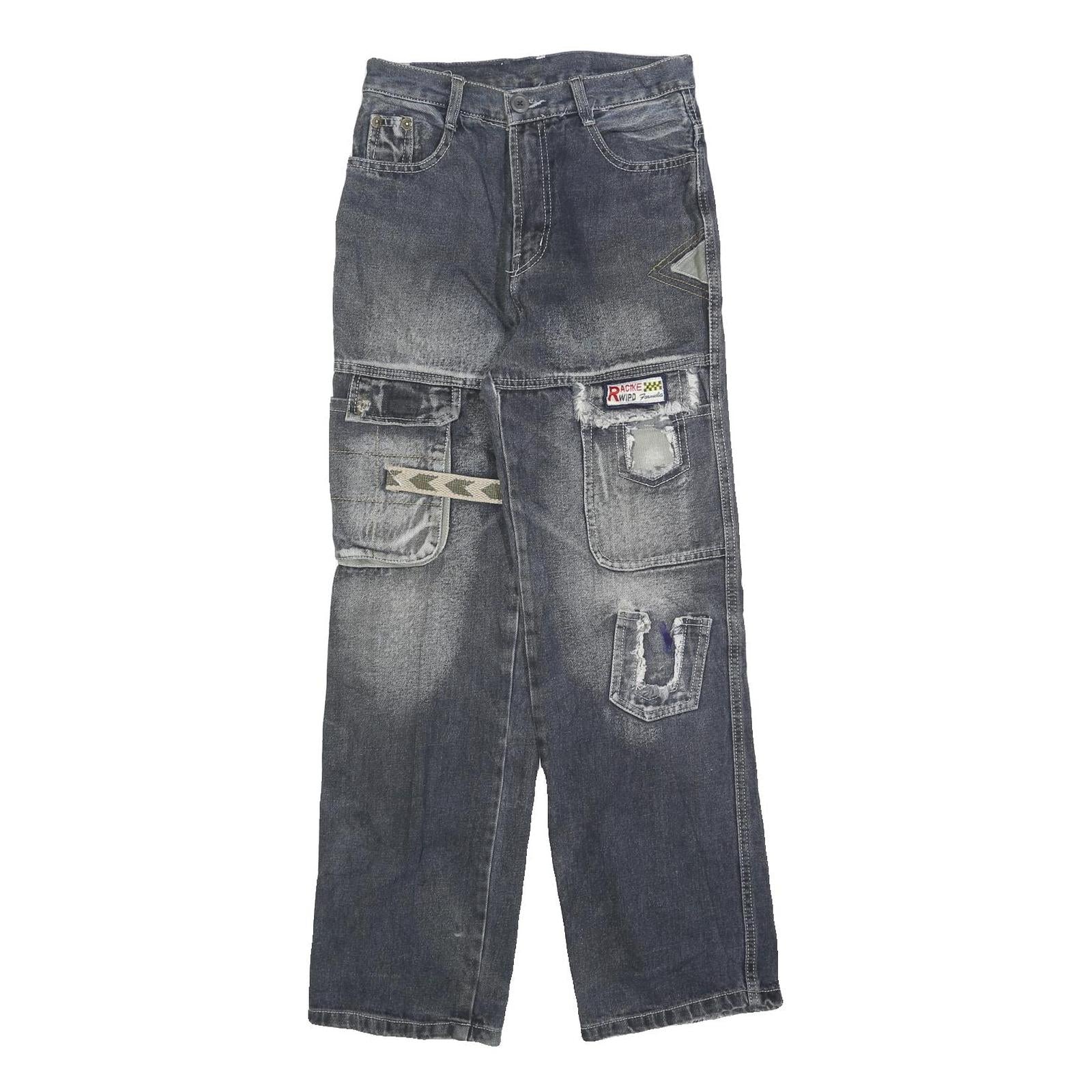 SYJ Womens Jeans Relaxed Straight Denim Medium W26 L28 Distressed Patchwork Refurbished - N/A refurbished available on Cerqular