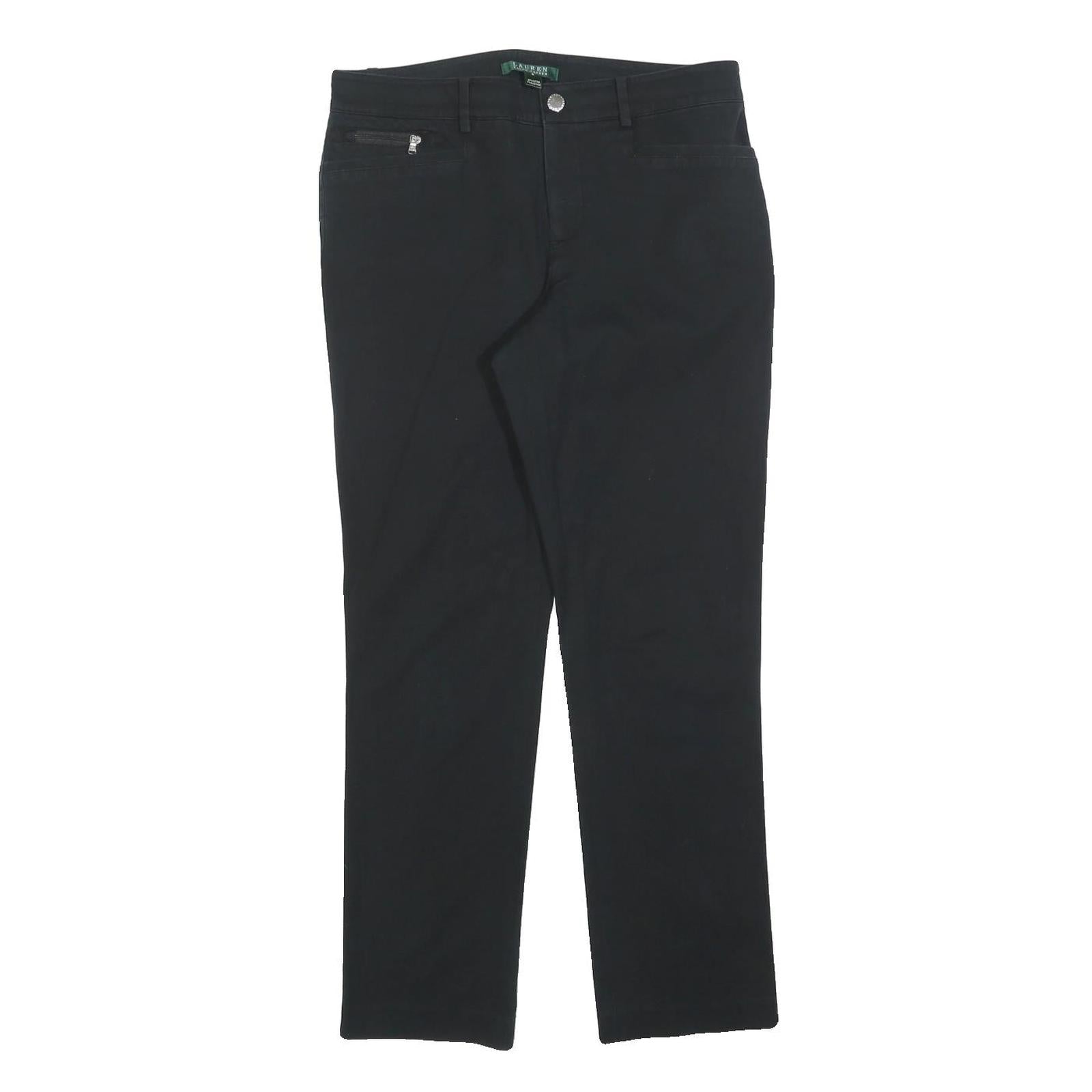 LAUREN RALPH LAUREN Womens Cotton Blend Black Slim Straight Trousers W30 L30 Refurbished - N/A refurbished available on Cerqular