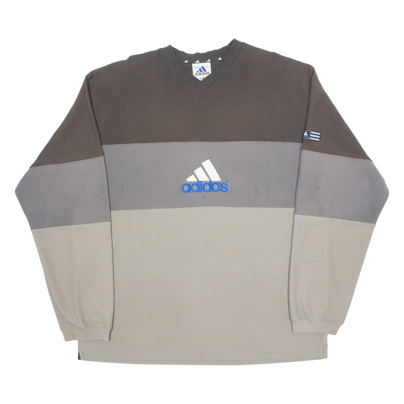ADIDAS Mens T-Shirt Grey Long Sleeve 90s V-Neck L Refurbished - N/A refurbished available on Cerqular