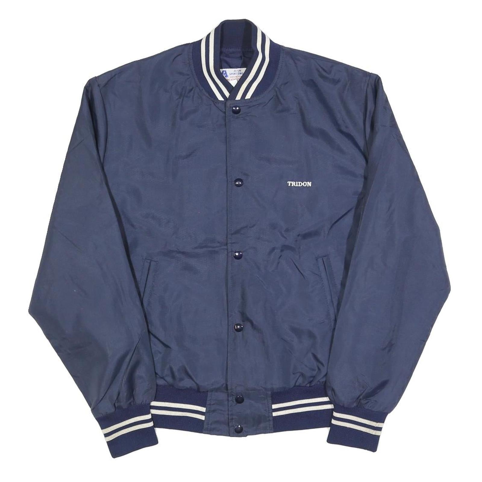 AVON SPORTSWEAR Mens Navy Blue Polyester Button Jacket L Plain Classic Bomber Refurbished - N/A refurbished available on Cerqular