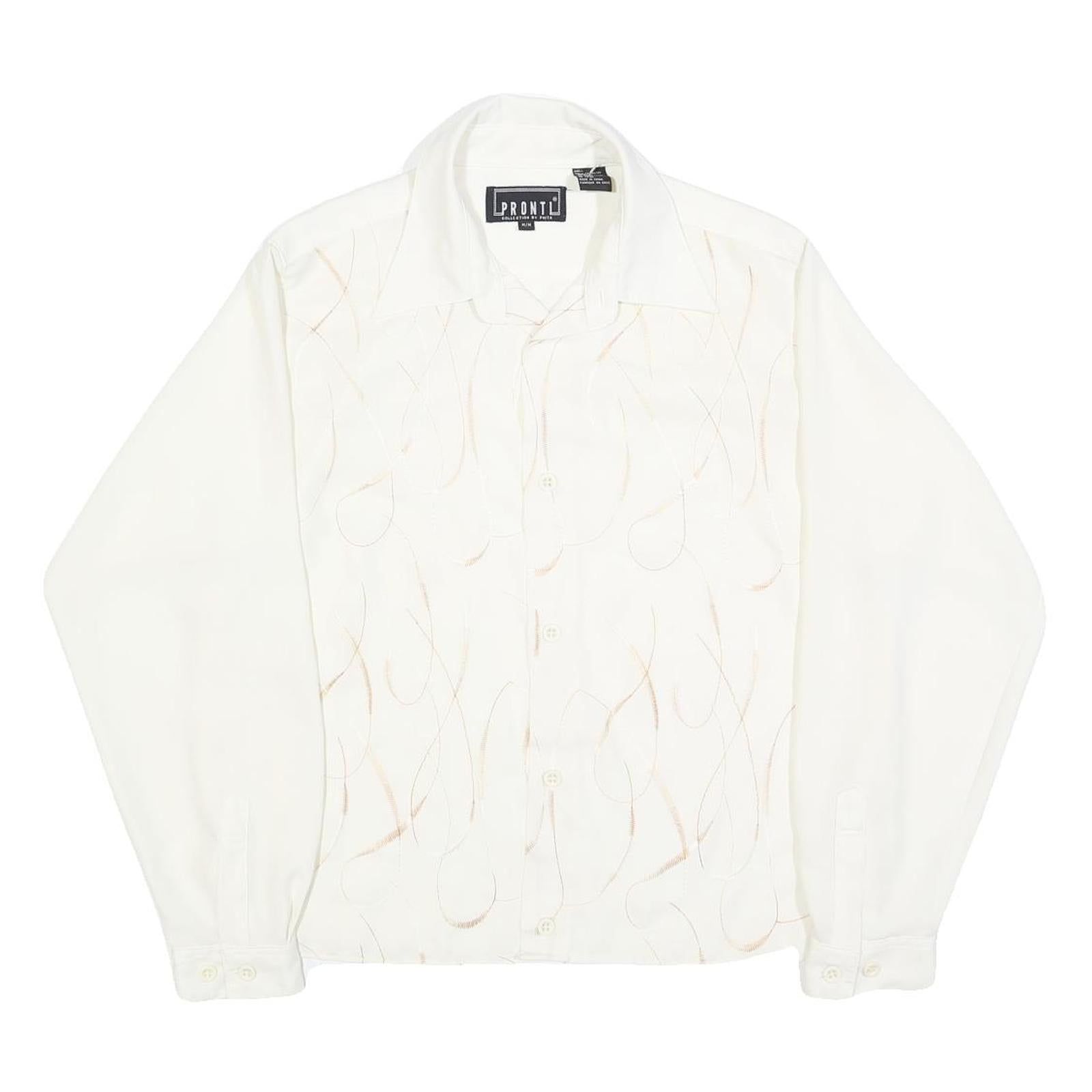 PRONTI Mens White M Shirt Polyester Long Sleeve Classic Fit Button Collar Refurbished - N/A refurbished available on Cerqular