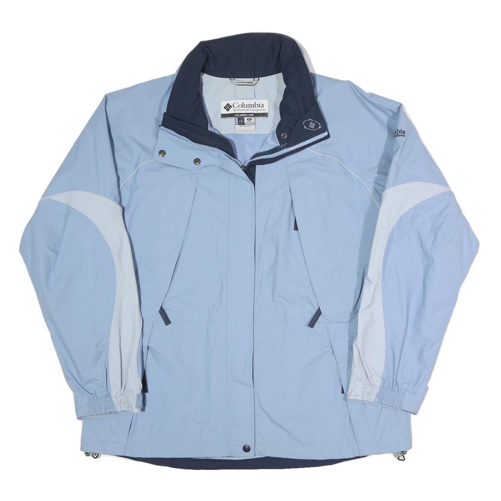 COLUMBIA Womens Blue & White Outdoor Jacket XL Polyester Blend Zip Plain Refurbished - N/A refurbished available on Cerqular