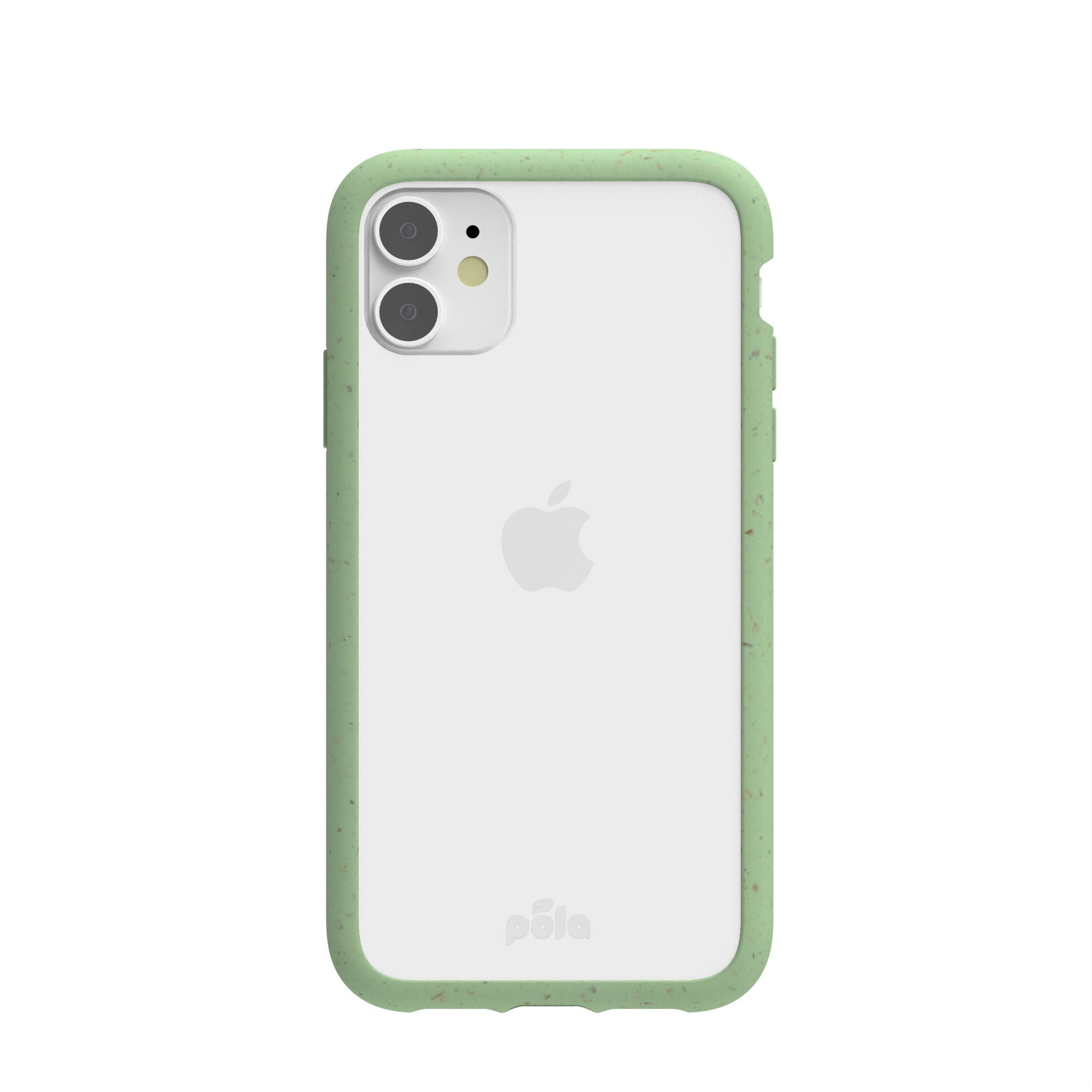 Clear iPhone 11 Case with Sage Green Ridge Refurbished - Pela Case refurbished available on Cerqular