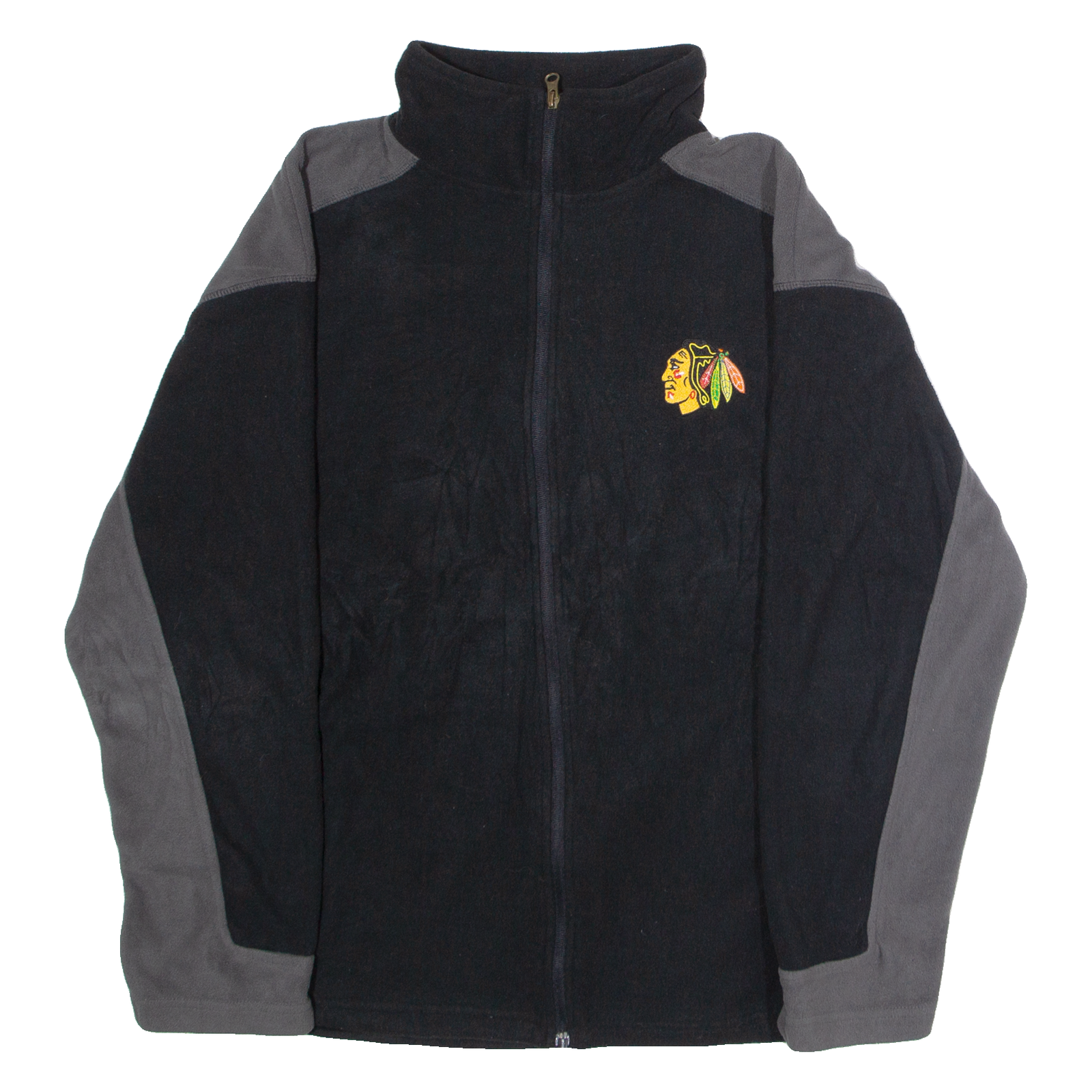 NHL Chicago Blackhawks Mens Fleece Jacket Black USA Colourblock L Refurbished - N/A refurbished available on Cerqular