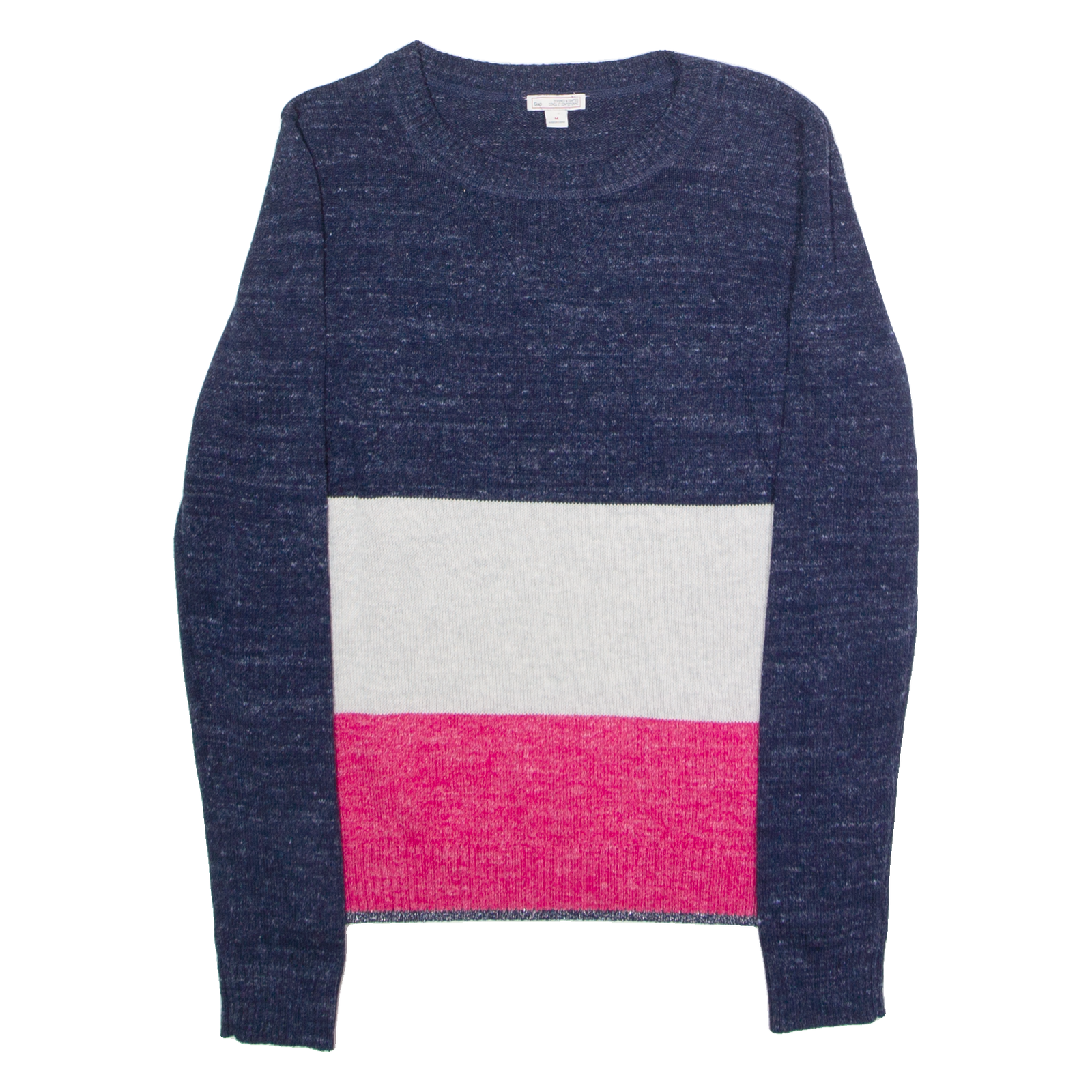 GAP Womens Patterned Jumper Blue Colourblock Crew Neck Tight Knit M Refurbished - N/A refurbished available on Cerqular