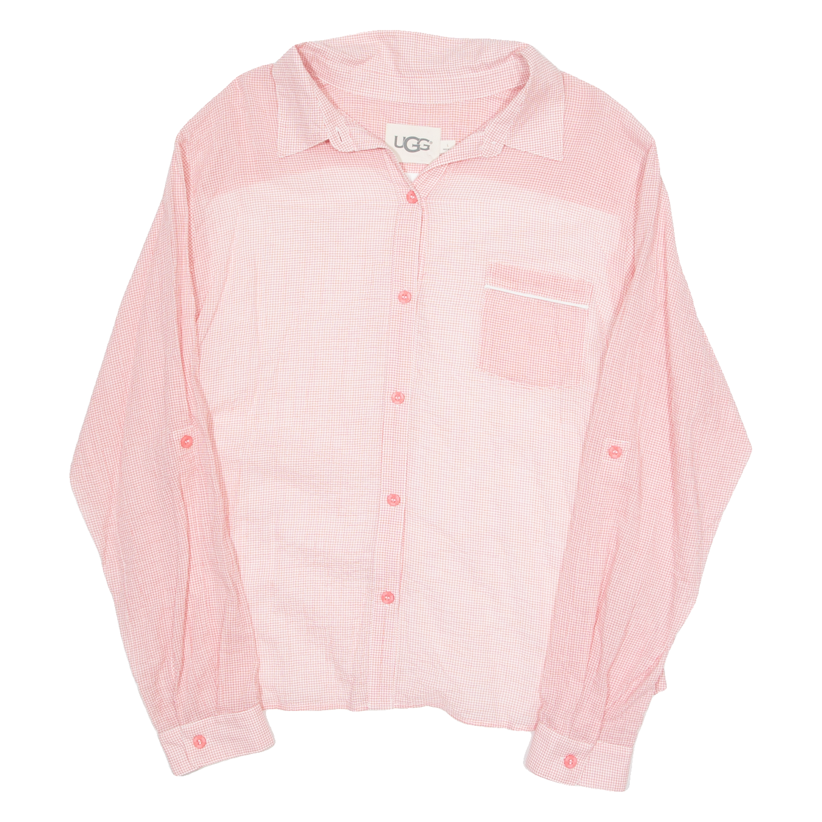 UGG Sheer Womens Printed Shirt Red Long Sleeve Check L Refurbished - N/A refurbished available on Cerqular