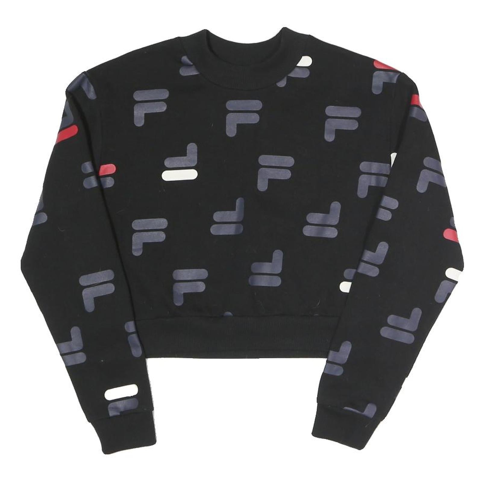 FILA Womens Black All Over Print Crew Neck S Sweatshirt Cotton Blend Refurbished - N/A refurbished available on Cerqular