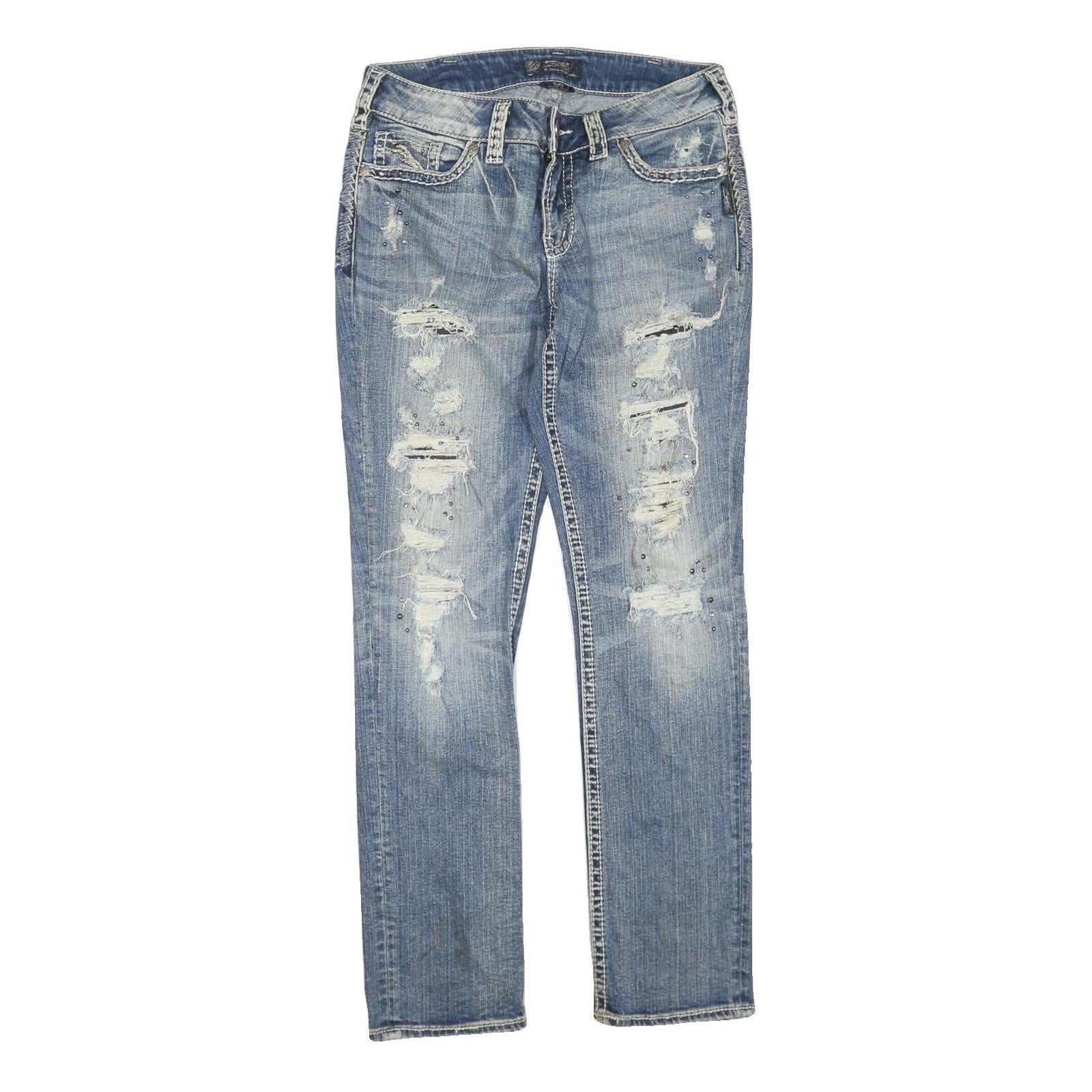 SILVER Womens Jeans Blue Regular Slim Denim Medium W32 L32 Distressed Fit Refurbished - N/A refurbished available on Cerqular