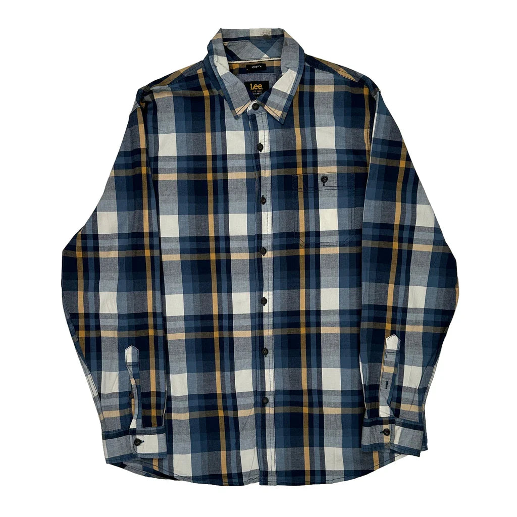 Lee Checked Shirt - Large Blue Cotton Refurbished - Thrifted (note: this is a term often used to describe second- refurbished available on Cerqular