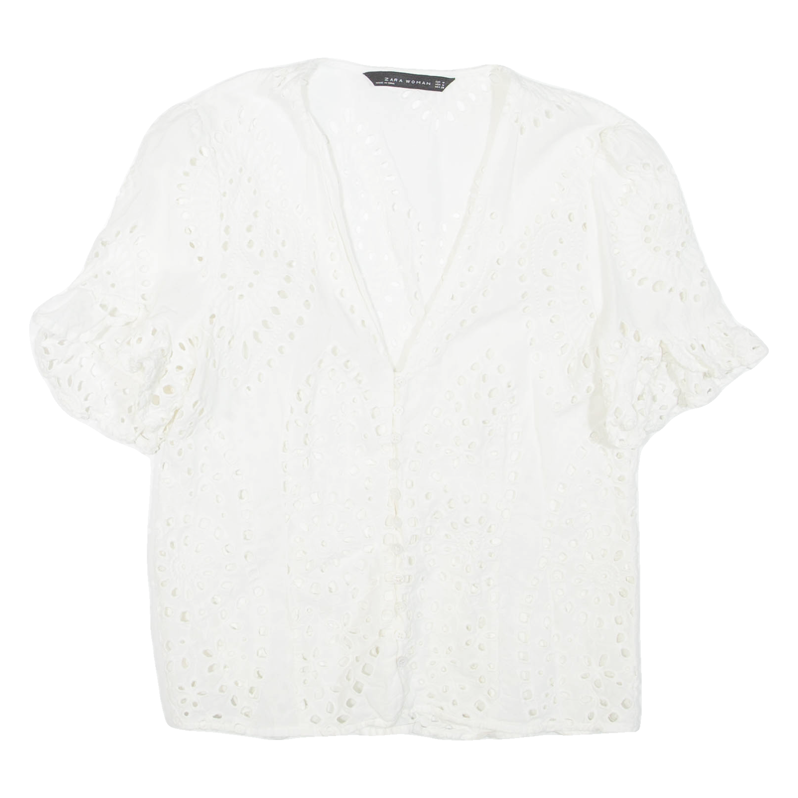 ZARA Womens Blouse White V-Neck M Refurbished - N/A refurbished available on Cerqular