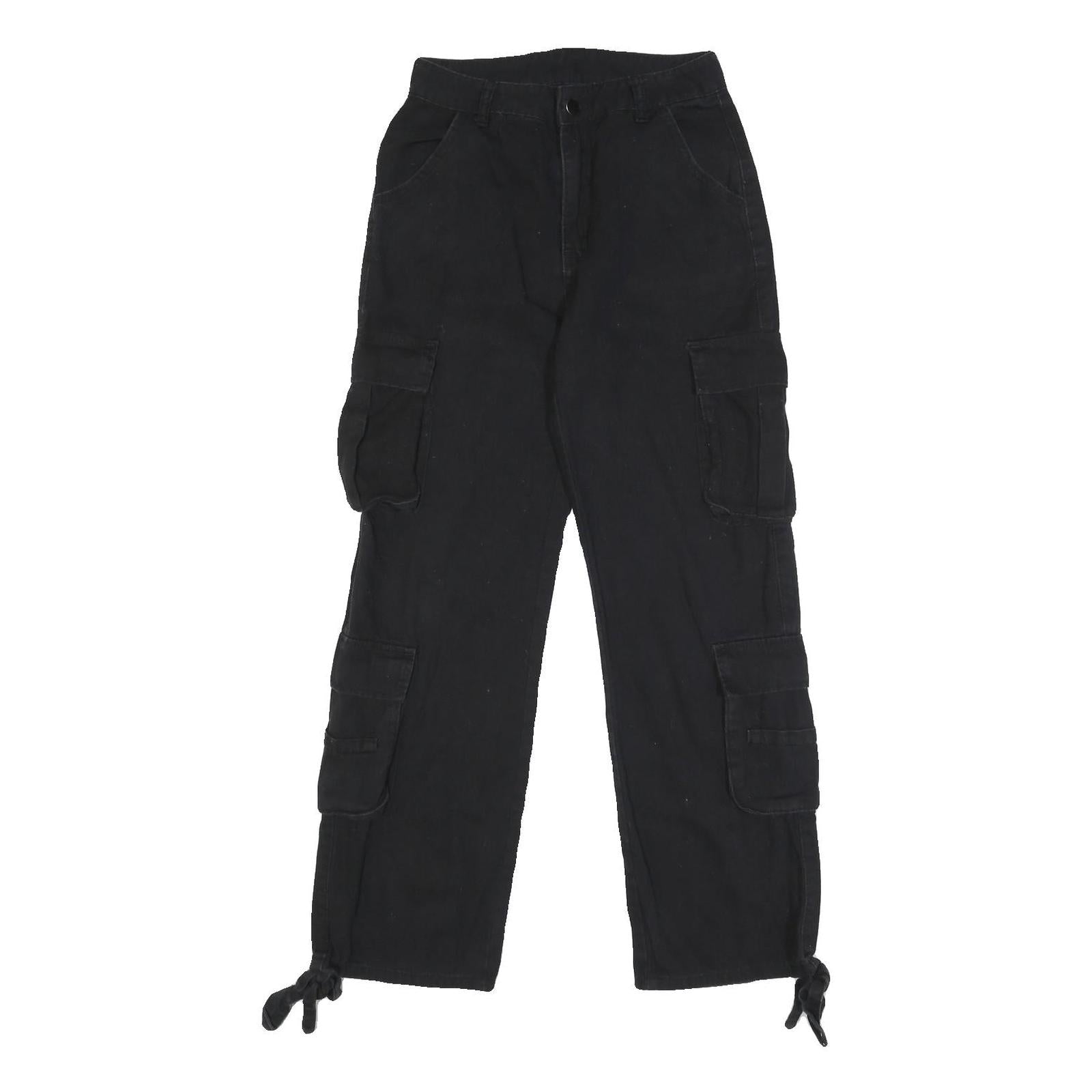 Womens Black Relaxed Cargo Trousers W24 L28 Viscose Blend Zip Pocketed Refurbished - N/A refurbished available on Cerqular