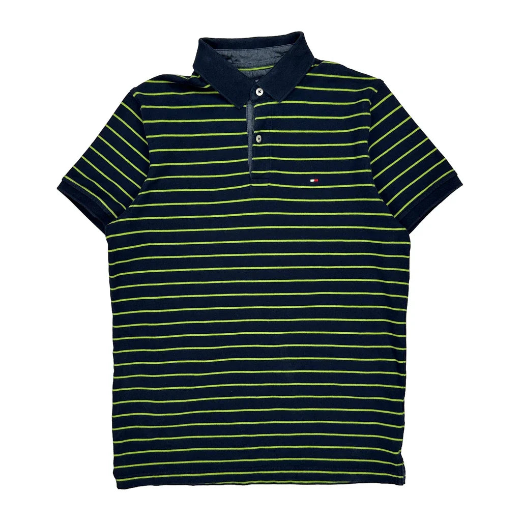 Tommy Hilfiger Slim Fit Polo Shirt - Medium Green Cotton Refurbished - Thrifted (note: this is a term often used to describe second- refurbished available on Cerqular
