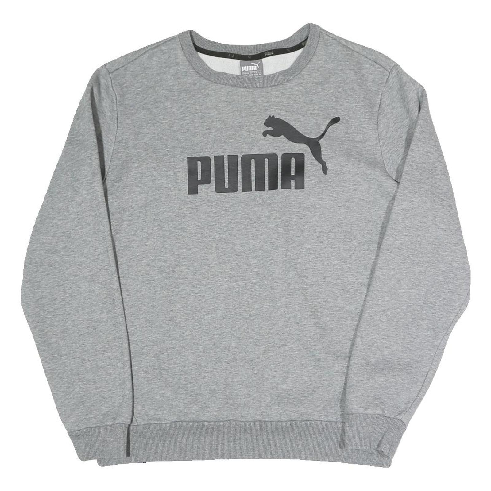 PUMA Mens Grey Cotton Blend Crew Neck M Logo Sweatshirt Casual Refurbished - N/A refurbished available on Cerqular