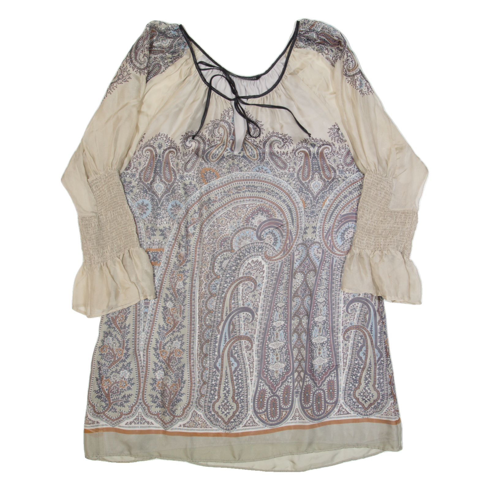 ZARA WOMAN Womens Shift Dress Grey Paisley Long Sleeve Short M Refurbished - N/A refurbished available on Cerqular