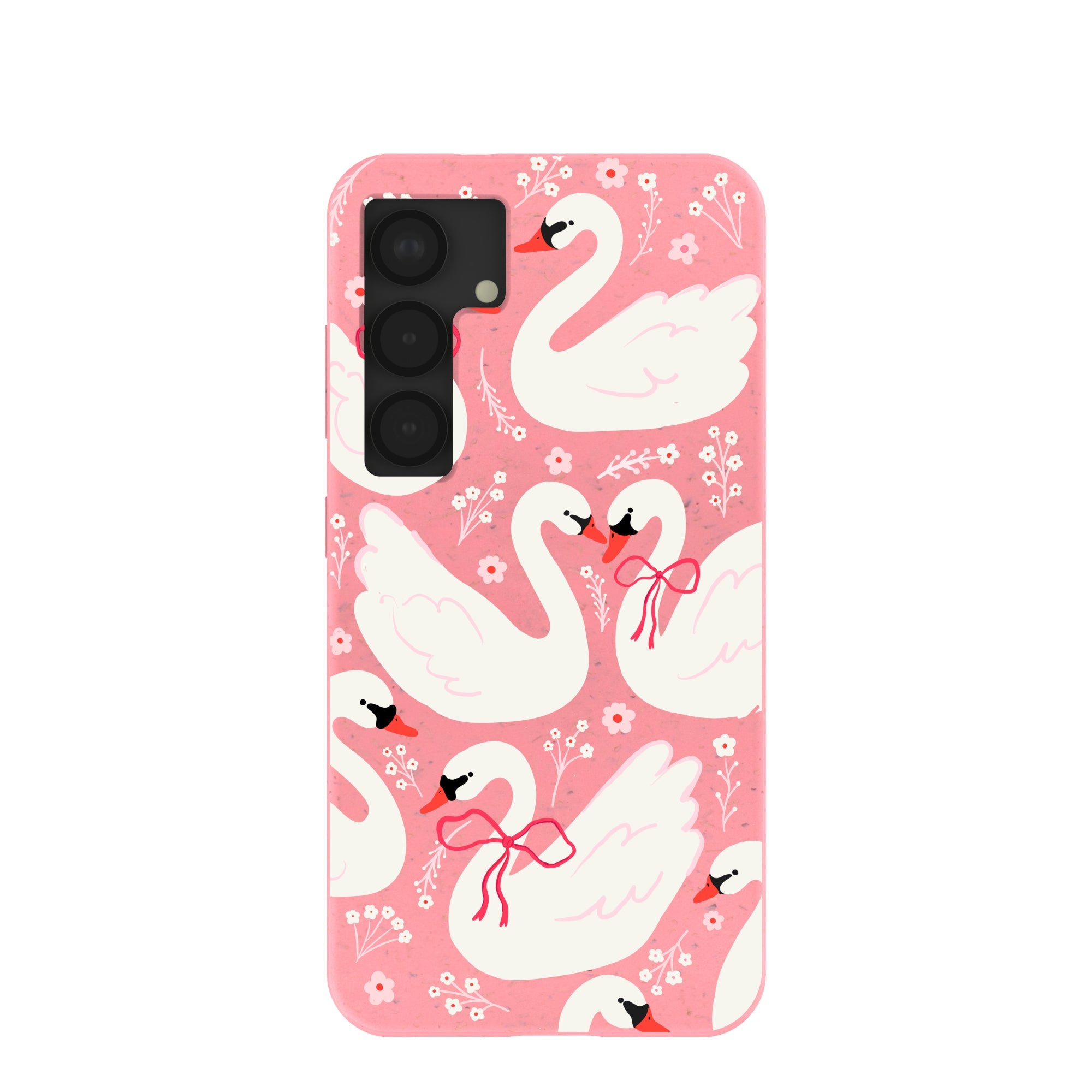 Bubblegum Pink Swan Garden Samsung Galaxy S25 Case Refurbished - Pela Case refurbished available on Cerqular