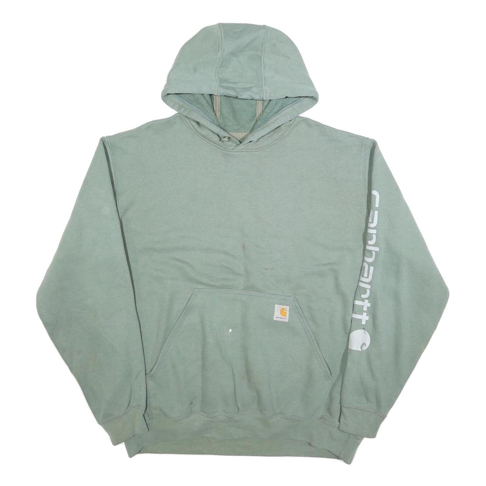 CARHARTT Mens Green Hoodie L Pullover Cotton Blend Logo Sleeve Casual Wear Refurbished - N/A refurbished available on Cerqular