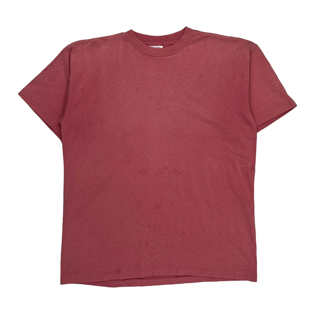 Blank Fashion Gear Single Stitch T-Shirt - Large Red Cotton Refurbished - Thrifted (note: this is a term often used to describe second- refurbished available on Cerqular