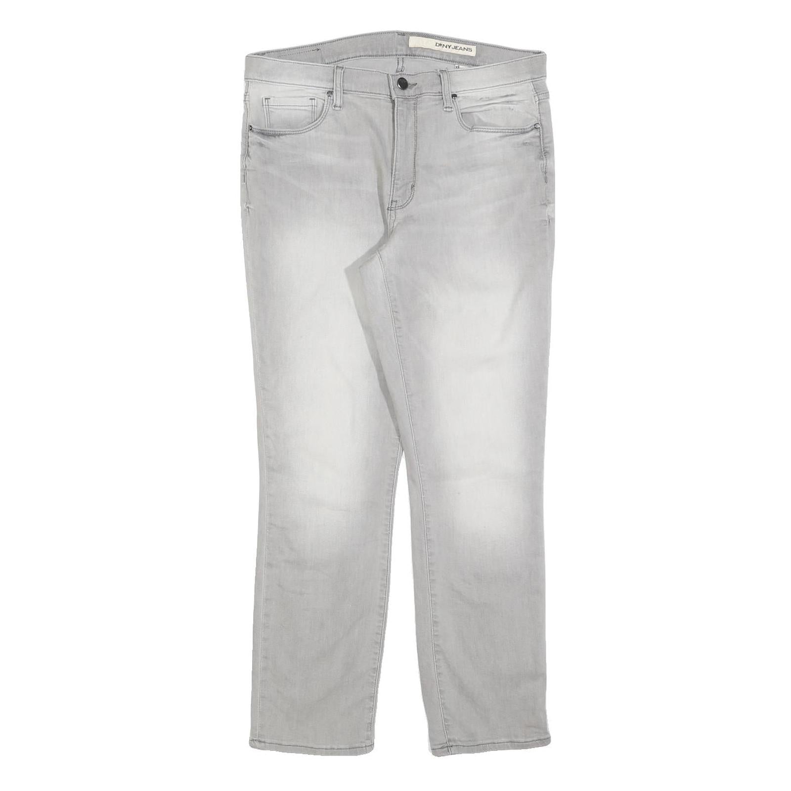 DKNY Womens Slim Grey Denim Jeans Cotton Blend W32 L27 Light Wash Zip Refurbished - N/A refurbished available on Cerqular