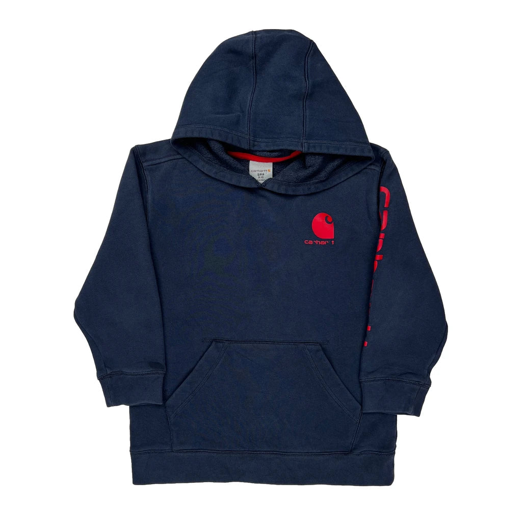 Age 8-10 Carhartt Hoodie - Small Navy Cotton Refurbished - Thrifted (note: this is a term often used to describe second- refurbished available on Cerqular