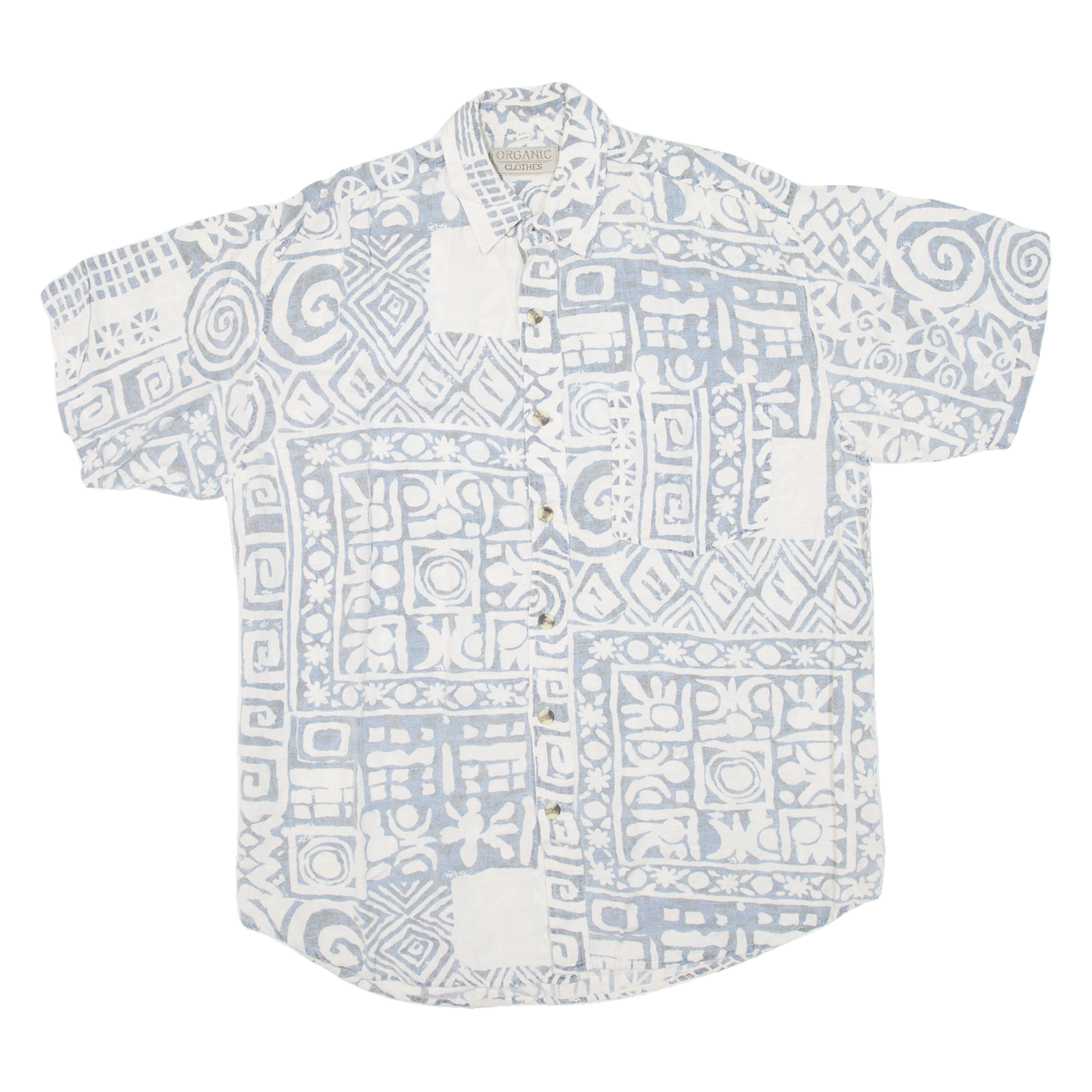 ORGANIC CLOTHES Mens Shirt Blue Crazy Pattern M Refurbished - N/A refurbished available on Cerqular