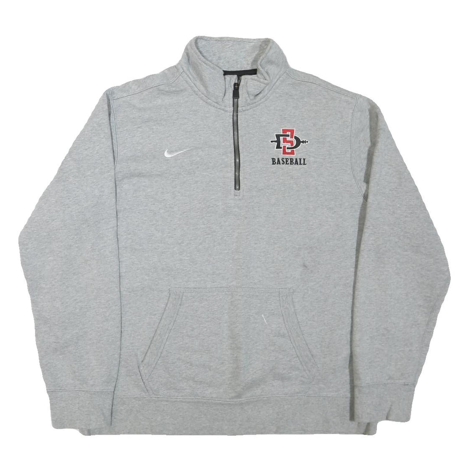 NIKE Mens Grey San Diego State Baseball 1/4 Zip Sweatshirt L Cotton Blend Casual Refurbished - N/A refurbished available on Cerqular