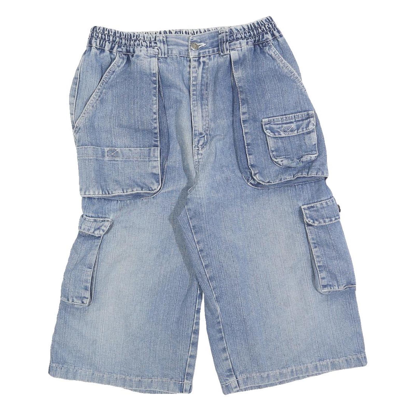 Womens Blue Casual Cargo Denim Cotton Blend Shorts S W28 Multi Pocket Refurbished - N/A refurbished available on Cerqular