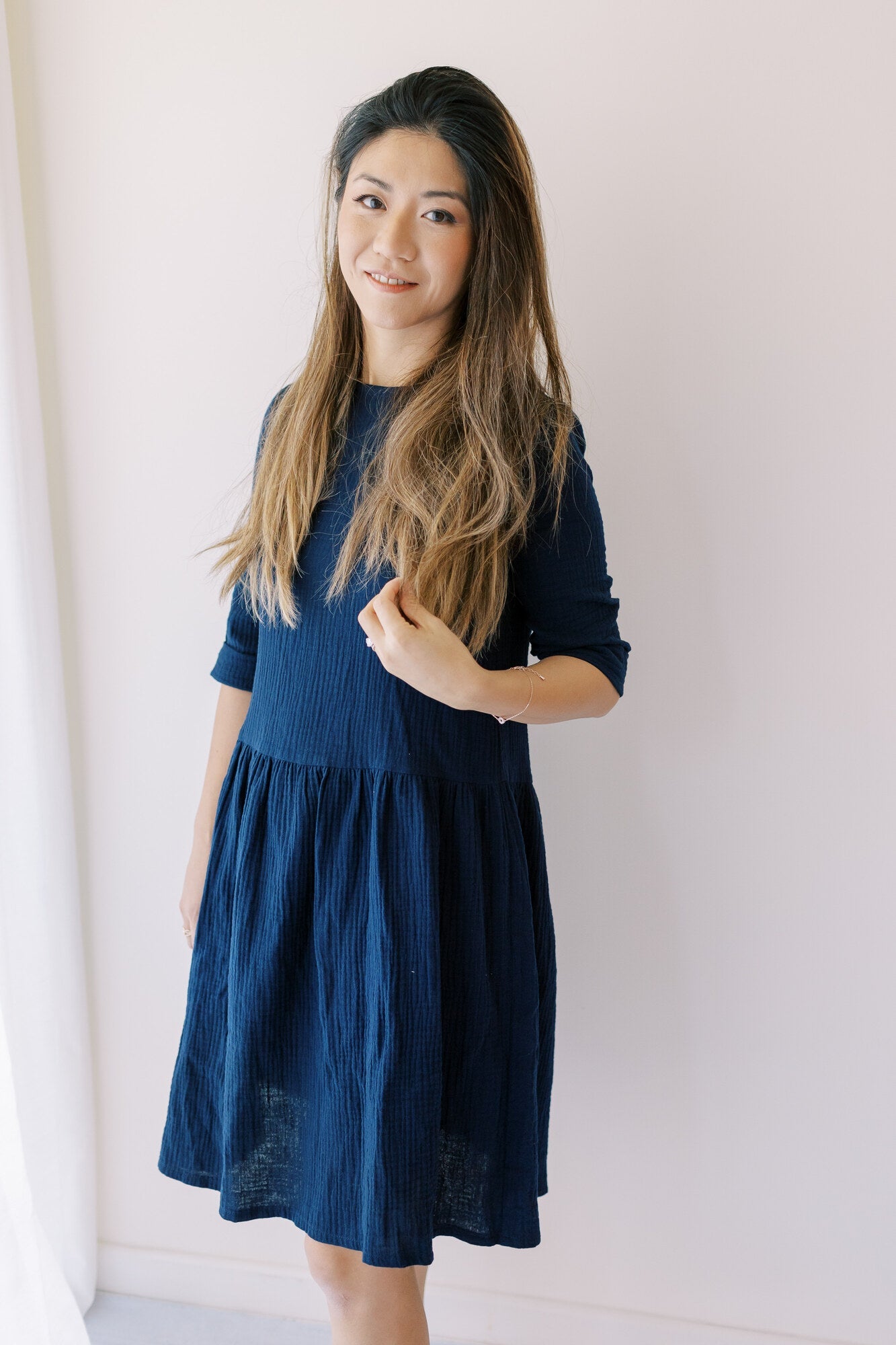 Organic cotton women dress - Navy | Size: 36 (S) Refurbished - N/A (Note: This brand may not be well-known globally refurbished available on Cerqular