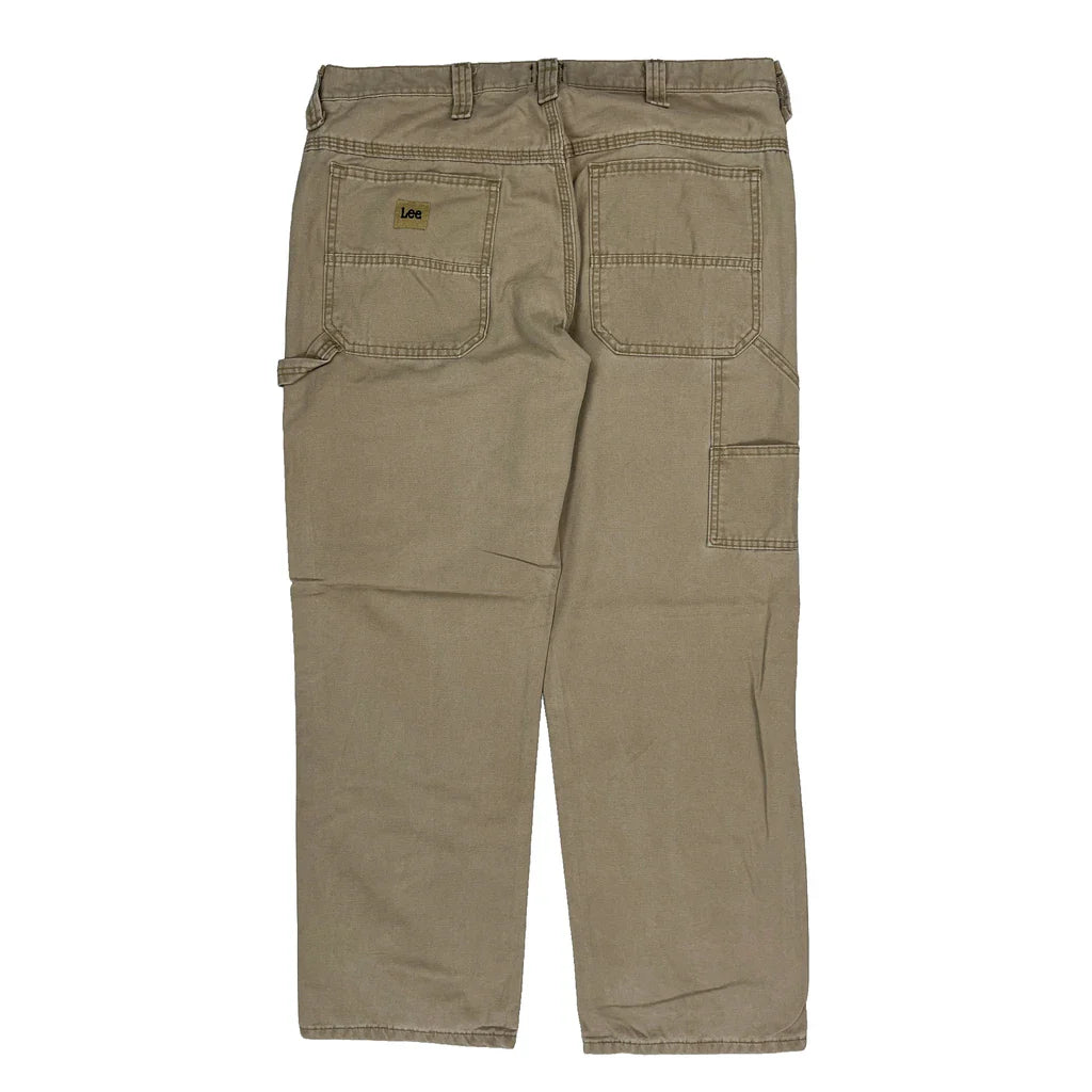 Lee Carpenter Trousers - 36W 30L Beige Cotton Blend Refurbished - Thrifted (note: this is a term often used to describe second- refurbished available on Cerqular