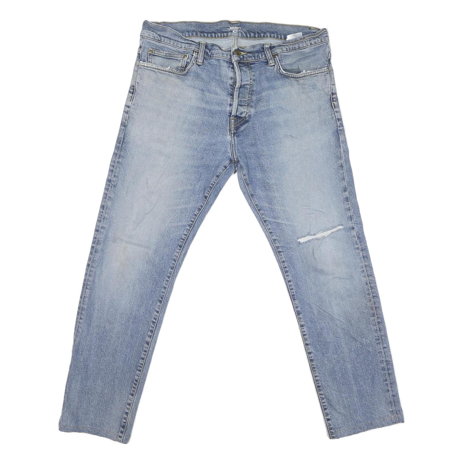 CARHARTT Mens Regular Blue Denim Light Zip Regular Fit W36 L28 Jeans Refurbished - N/A refurbished available on Cerqular