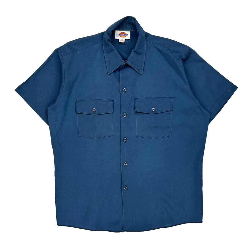 Dickies Short Sleeve Shirt - XL Blue Polyester Blend Refurbished - Thrifted (note: this is a term often used to describe second- refurbished available on Cerqular