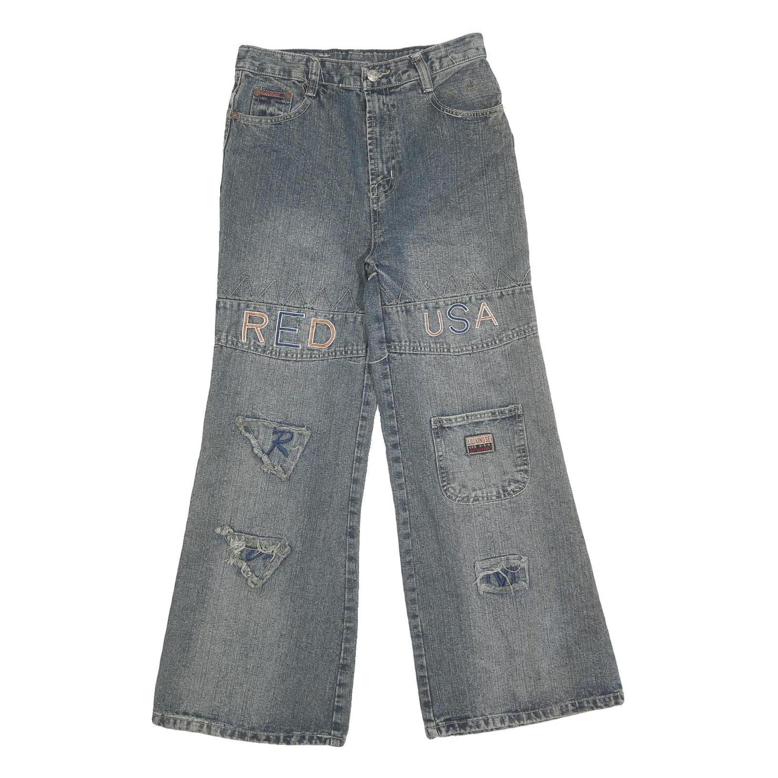 Womens Relaxed Blue Denim Jeans W29 L27 Zip Patchwork Relaxed Fit Casual Refurbished - N/A refurbished available on Cerqular