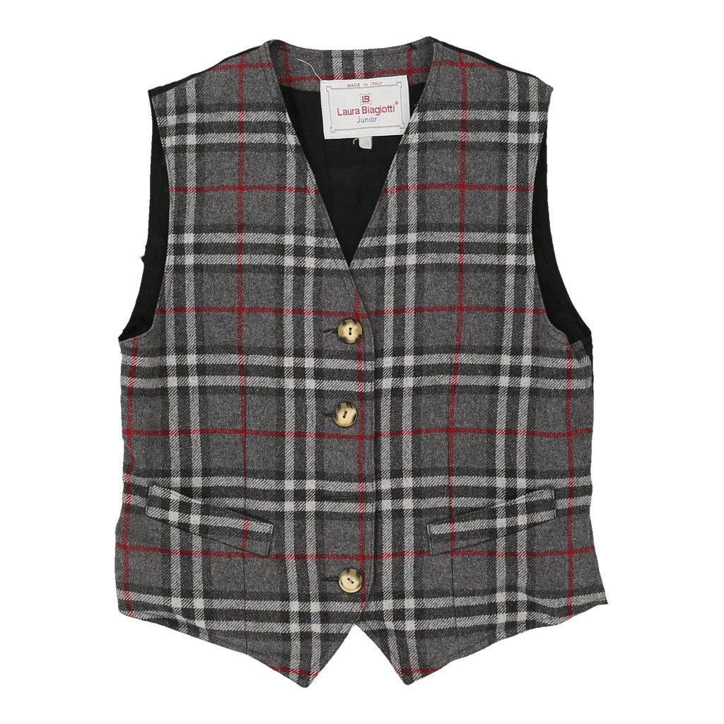Junior Age 14 Laura Biagiotti Checked Waistcoat - Large Grey Wool Blend | Size: large Refurbished - N/A (Preloved Designer is not a specific brand, it refurbished available on Cerqular