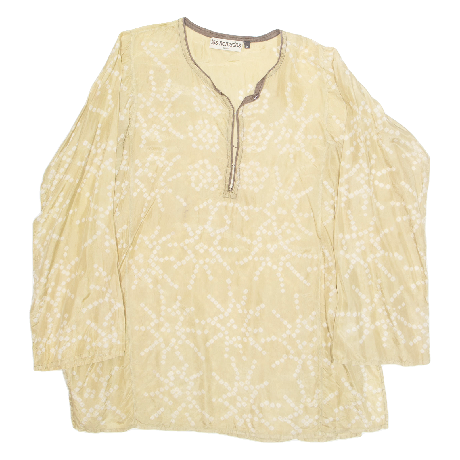 LES NOMADES Womens Printed Blouse Green V-Neck Long Sleeve Floral M Refurbished - N/A refurbished available on Cerqular