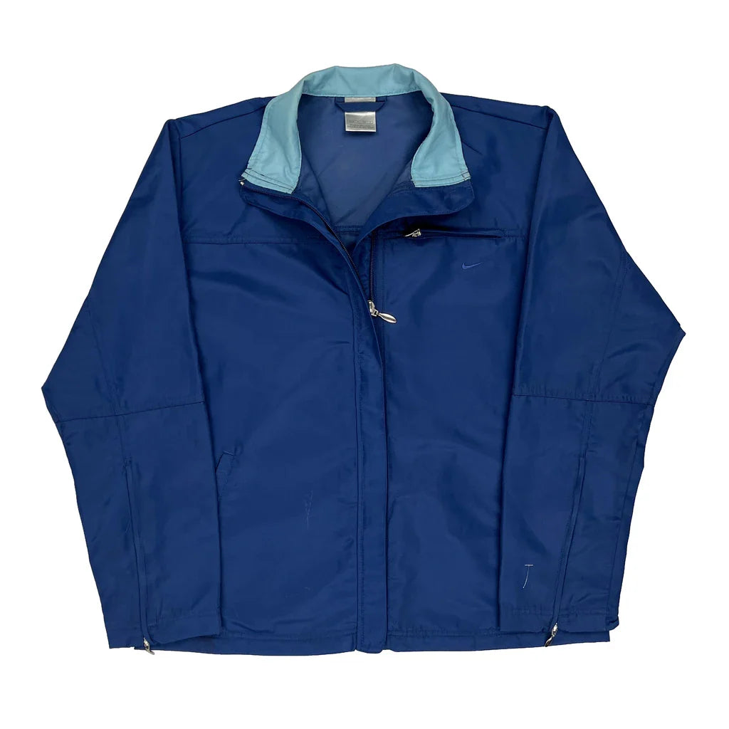 Buy Nike Jacket - Small Blue Polyester Refurbished - $60.29 Nike Jacket - Small Blue Polyester Refurbished - Thrifted (note: this is a term often used to describe second- refurbished available on Cerqular