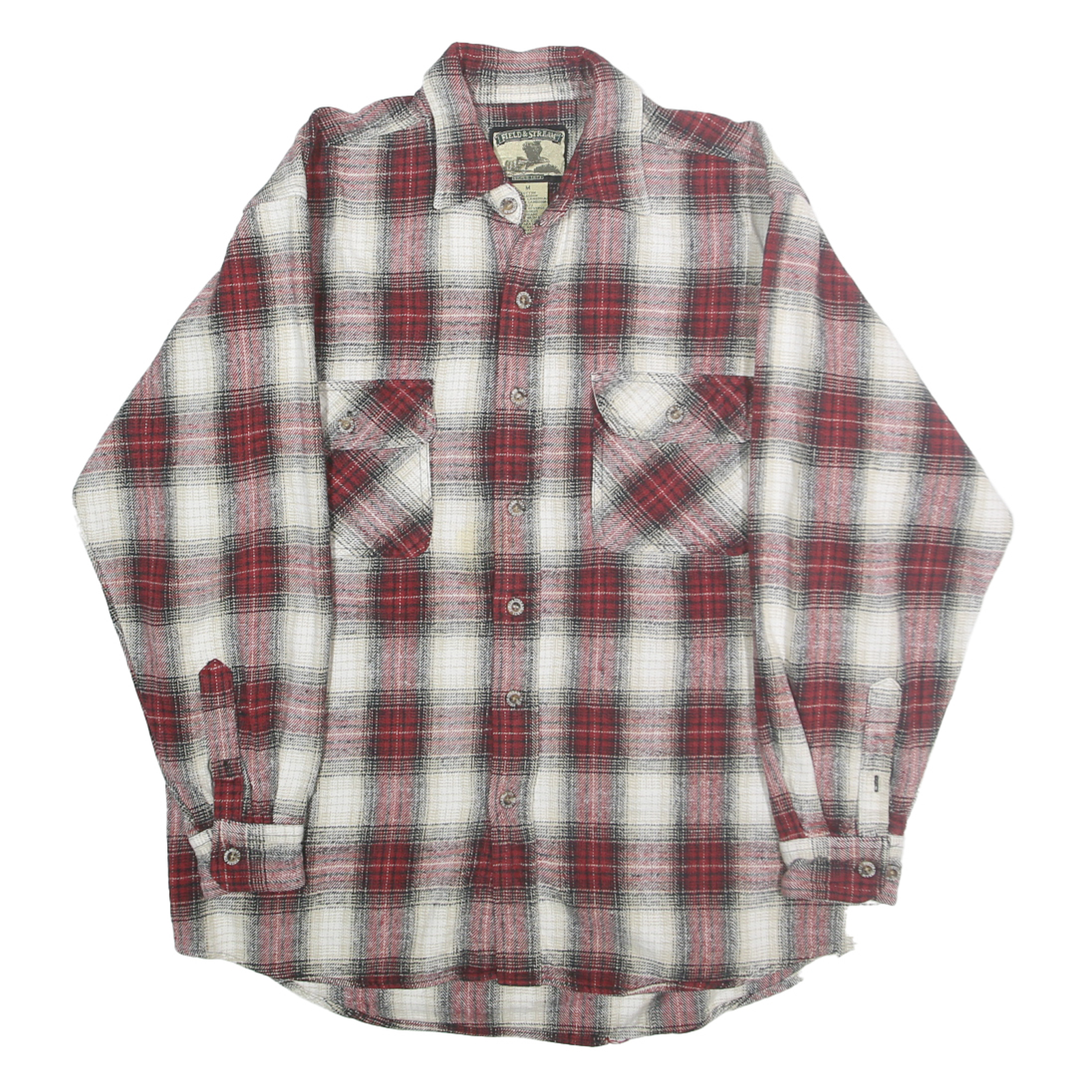 FIELD & STREAM Mens Red & White Plaid Shirt M Cotton Long Sleeve Casual Button Refurbished - N/A refurbished available on Cerqular