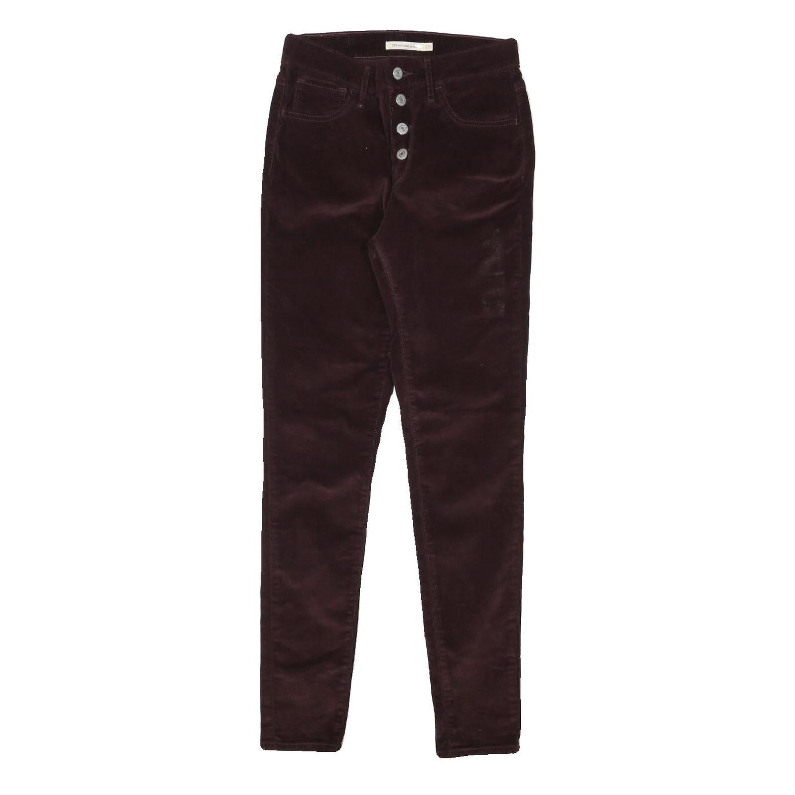 LEVI'S Womens Slim Brown Cotton Blend Trousers W25 L29 Button Closure Skinny Fit Refurbished - N/A refurbished available on Cerqular